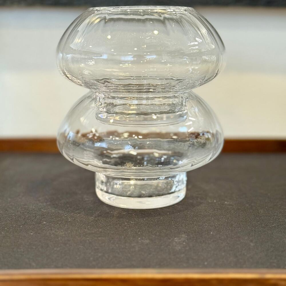 Vintage SEA Glasbruk Bjorn Ramel Footed Art Glass Votive Candle Holders SET OF 2